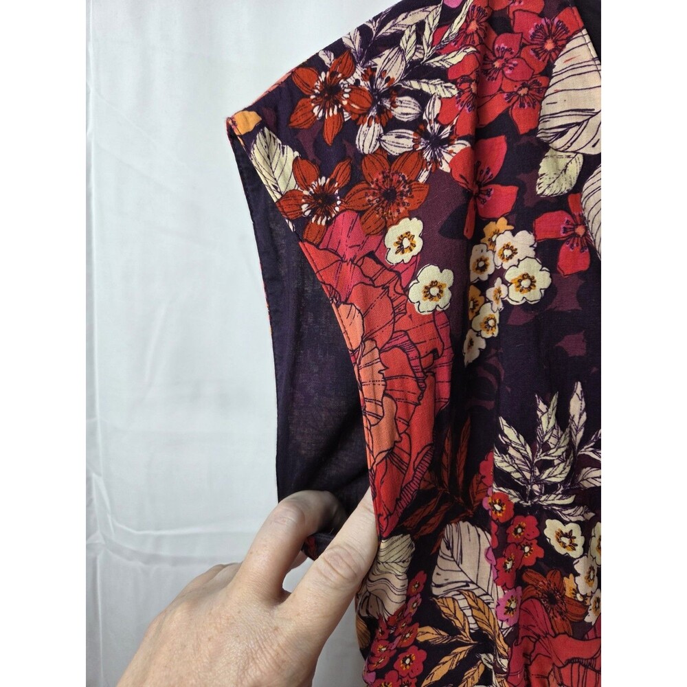 Garnet Hill Dress Womens 8 Floral 100% Cotton Fit Flare Waist Tie Midi - Picture 5 of 12